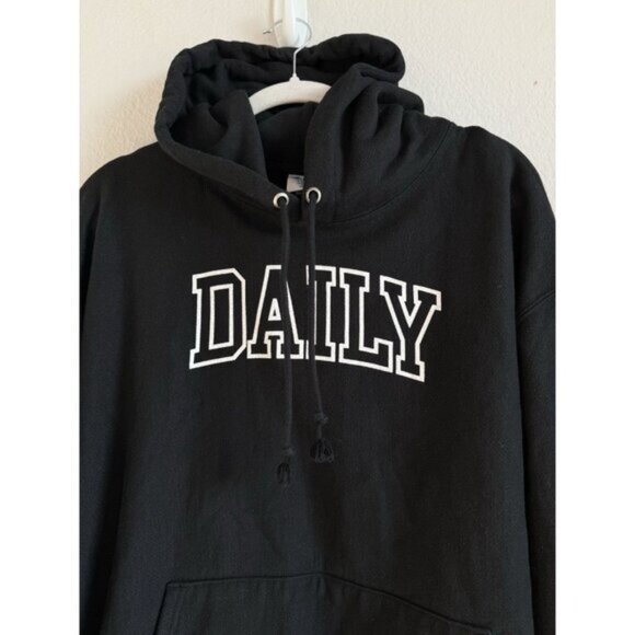 Vintage Champion Label Reverse Weave Black Hoodie Daily Sweatshirt Size Men’s 2X - Picture 6 of 12